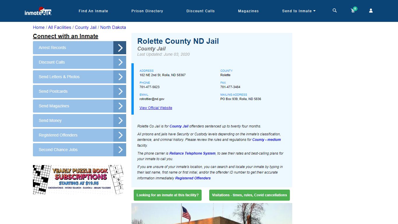 Rolette County ND Jail - Inmate Locator - Rolla, ND